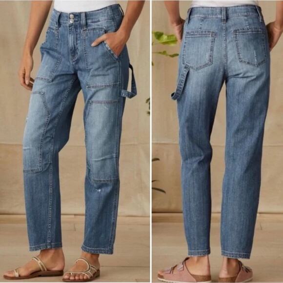 Driftwood Bodega Carpenter Jeans Distressed Cargo Utilitarian Medium Wash Sz 26 - Picture 2 of 10